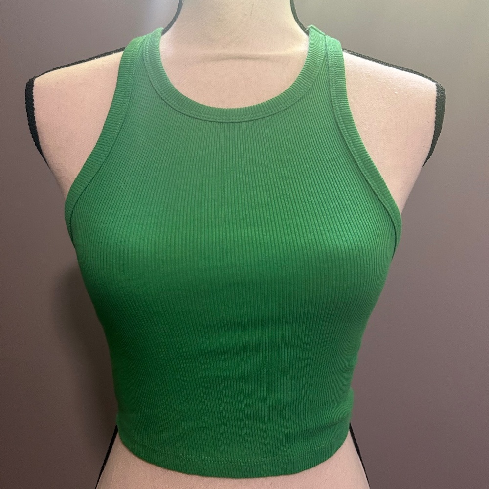 green zara tank top